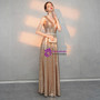 Classic In Stock:Ship in 48 Hours Simple Gold Sequins V-neck Beading Prom Dress