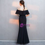 Romance In Stock:Ship in 48 Hours Sexy Black Satin With Beading Long Prom Dress
