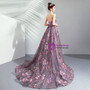 Attractive In Stock:Ship in 48 Hours Purple Tulle Embroidery Flower Strapless Prom Dress