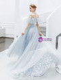 Eye-catching In Stock:Ship in 48 Hours Sexy Silver Gray Tulle Sequins Prom Dress