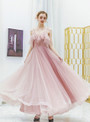 Distinctive In Stock:Ship in 48 Hours Princess Pink Spaghetti Straps Tulle Beading Prom Dress 