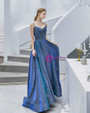 Sexy In Stock:Ship in 48 Hours Blue Spaghetti Straps Sleeveless Prom Dress