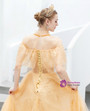 High quality In Stock:Ship in 48 Hours Simple Gold Tulle Lace Beading Prom Dress 
