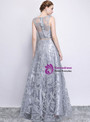 Casual In Stock:Ship in 48 Hours A-Line Gray Lace Scoop Neck Prom Dress With Pocket 