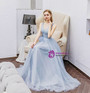 Eye-catching In Stock:Ship in 48 Hours Simple Gray Tulle V-neck Appliques Pleats Prom Dress