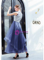 Flattering In Stock:Ship in 48 Hours Blue Tulle Sequins Sleeveless Ankle Length Prom Dress
