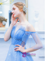 Polished In Stock:Ship in 48 Hours Fashion Blue Tulle Sequins Long Prom Dress