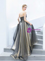 Fantastic In Stock:Ship in 48 Hours Black Tulle Strapless Flower Pleats Prom Dress