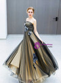 Fantastic In Stock:Ship in 48 Hours Black Tulle Strapless Flower Pleats Prom Dress