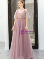 Splendid In Stock:Ship in 48 Hours Pink Tulle V-neck Spaghetti Straps Appliques Prom Dress