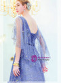 Polished In Stock:Ship in 48 Hours Blue Tulle Sequins Deep V-neck Formal Prom Dress