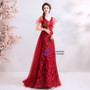 Elegant In Stock:Ship in 48 Hours Dark Red Mermaid Lace Tulle V-neck Prom Dress
