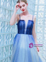 Latest In Stock:Ship in 48 Hours Blue Tulle Spaghetti Straps Sequins 1Prom Dress