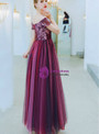 Princess In Stock:Ship in 48 Hours Burgundy Tulle Off the Shoulder Sequins Prom Dress