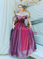 Princess In Stock:Ship in 48 Hours Burgundy Tulle Off the Shoulder Sequins Prom Dress