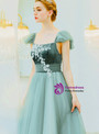 AmazingCheap In Stock:Ship in 48 Hours Green Tulle Square Neck Appliques Prom Dress