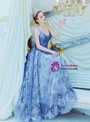 Sweet In Stock:Ship in 48 Hours Blue Tulle Sequins Spaghetti Straps Sleeveless Prom Dress
