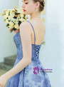 Sweet In Stock:Ship in 48 Hours Blue Tulle Sequins Spaghetti Straps Sleeveless Prom Dress
