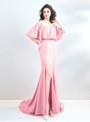 Glamorous In Stock:Ship in 48 Hours Pink Mermaid Appliques Prom Dress With Split
