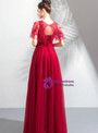 In Stock:Ship in 48 Hours Burgundy Tulle Backless Appliques Beading Prom Dress