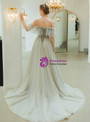 In Stock:Ship in 48 Hours Gray Tulle Spaghetti Straps Appliques Prom Dress