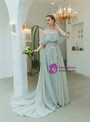In Stock:Ship in 48 Hours Gray Tulle Spaghetti Straps Appliques Prom Dress