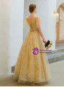 In Stock:Ship in 48 Hours Yellow Tulle Sequins Beading Prom Dress