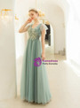 In Stock:Ship in 48 Hours A-Line Green V-neck Beading Prom Dress