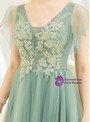 In Stock:Ship in 48 Hours A-Line Green V-neck Beading Prom Dress