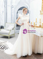 In Stock:Ship in 48 Hours Ivory White Tulle High Neck Illusion Long Prom Dress