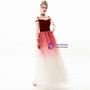 In Stock:Ship in 48 Hours A-Line Burgundy Velvet Tulle Long Sleeve Prom Dress