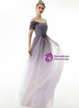 In Stock:Ship in 48 Hours Purple Tulle Off the Shoulder Appliques Prom Dress