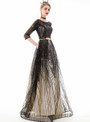 In Stock:Ship in 48 Hours Black Tulle Sequins 3/4 Sleeve Prom Dress With Pocket