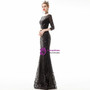 In Stock:Ship in 48 Hours Sexy Black Mermaid Sequins 3/4 Sleeve Prom Dress 