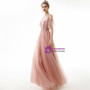 In Stock:Ship in 48 Hours Pink Tulle Spaghetti Straps Appliques Sleeveless Prom Dress