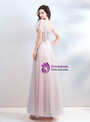 Delicate In Stock:Ship in 48 Hours V-neck Tulle Embroidery Appliques Beading Prom Dress
