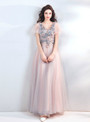 Delicate In Stock:Ship in 48 Hours V-neck Tulle Embroidery Appliques Beading Prom Dress