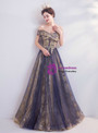Cheap In Stock:Ship in 48 Hours Purple Tulle Off the Shoulder Appliques Formal Prom Dress