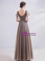 Elegance In Stock:Ship in 48 Hours Dark Pink Tulle Appliques Beading Long Prom Dress