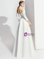 Amazing White Satin Short Sleeve Pleats Off the Shoulder Prom Dress