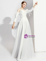 Amazing White Satin Short Sleeve Pleats Off the Shoulder Prom Dress