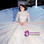 Advanced Long Sleeves Appliques Tulle High Neck Long Train Wedding Dress