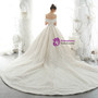 Elegant Tulle Off the Shoulder Beading Sequins Wedding Dress With Long Train