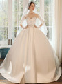Impressive White Ball Gown Satin Sweetheart Beading Sequins Button Wedding Dress