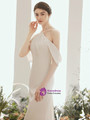 Popular White Mermaid Satin Halter Backless Beach Wedding Dress