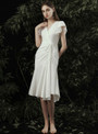 Hot Sale White Sheath V-neck Pleats V-neck Short Beach Wedding Dress