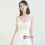 Fashion White Tulle V-neck Appliques High Waist Pregnant Wedding Dress