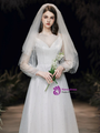 Sexy High Quality White Tulle Long Sleeve Backless Pearls Beach Wedding Dress