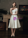 Causal White Satin Off the Shoulder Beading Embroidery Beach Wedding Dress