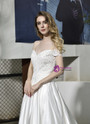 Princess White Ball Gown Satin Off the Shoulder Appliques Beading Wedding Dress